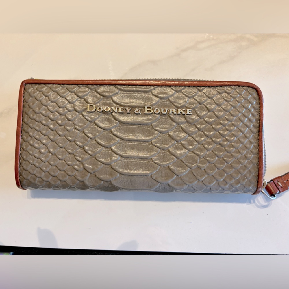 Dooney & Burke croc embossed leather zip wallet